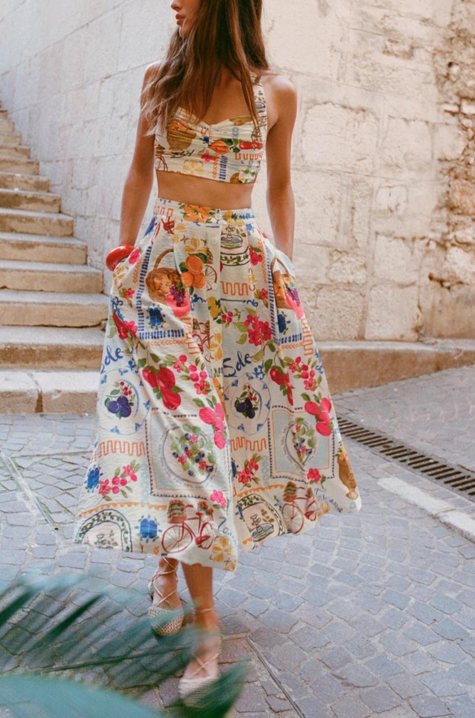 자라 과일 패턴 롱스커트 새상품