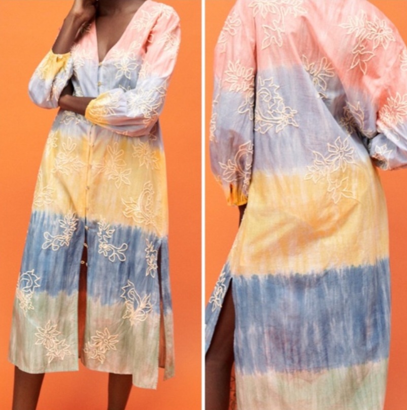 새상품) 자라 타이다이 자수 원피스 (바캉스룩)