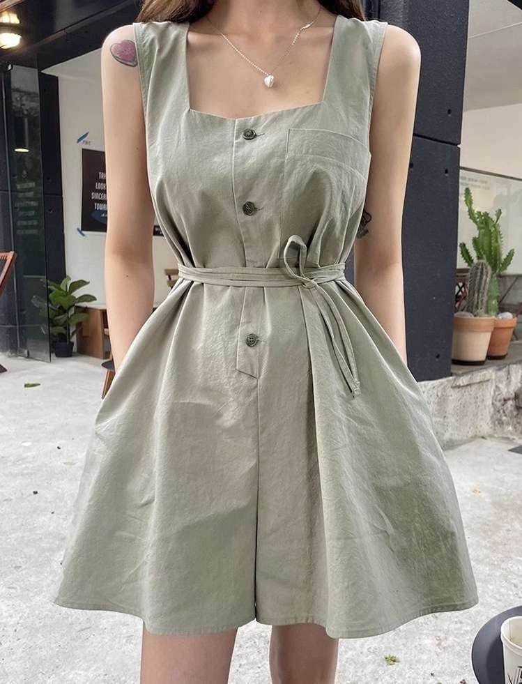 스퀘어 나시 점프수트