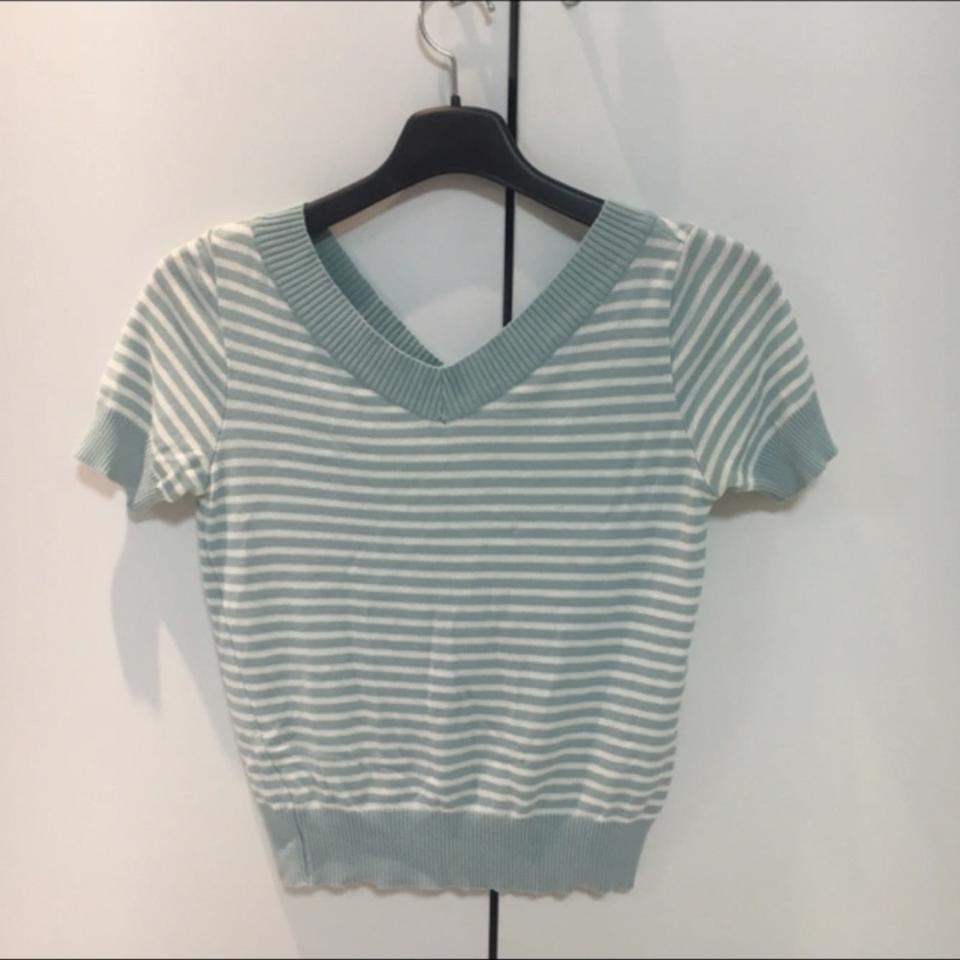 줄무늬 반팔니트