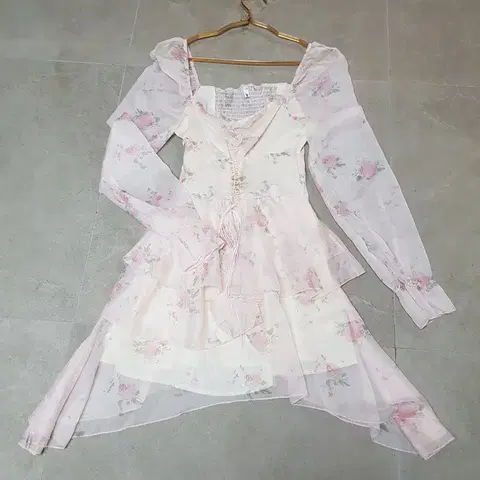 꽃 쉬폰 원피스.55.일본빈티지모리걸갸루히메갸루로리스오네갸루스타일