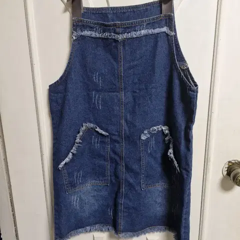 MUJINHUA 데님 멜빵 원피스