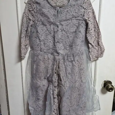 오간자 레이스 롱 가디건