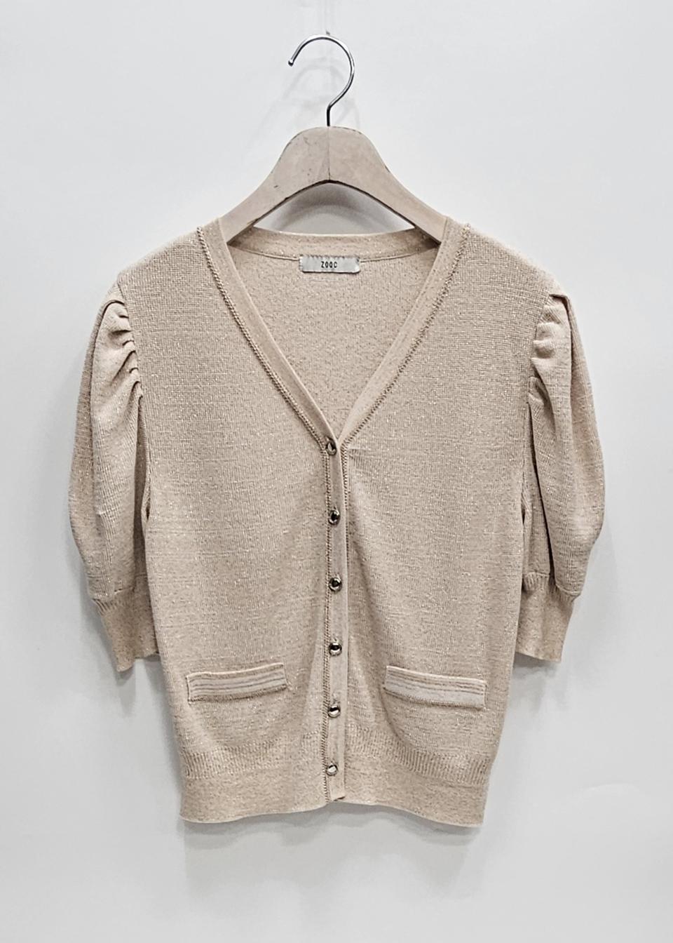 ZOOC 주크 볼륨소매 펄 숏 가디건