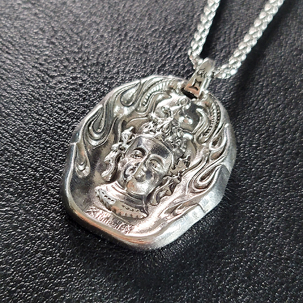 Manjushri 백동 펜던트 엔틱 부처님 문수보살 남자 목걸이