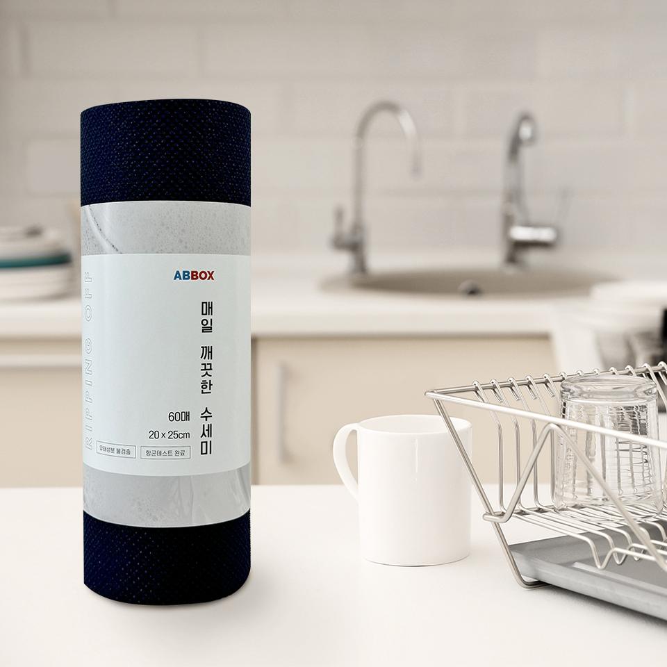앤박스 매일 깨끗한 일회용 수세미 60매 소형 1개