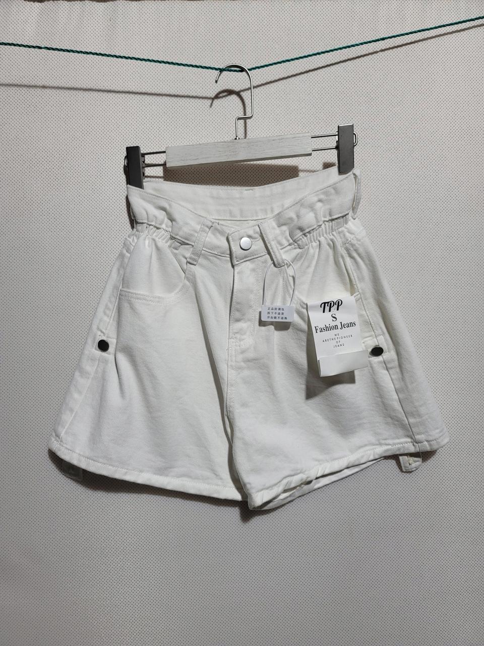 여성 화이트 롤업바지 반바지 숏팬츠 편한바지 S