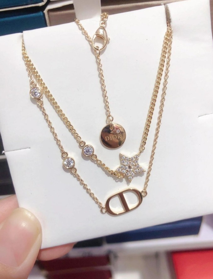 디올 쇄골 더블 체인 목걸이