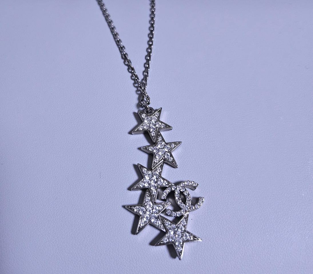 정품 샤넬 한정판 스타 큐빅 목걸이