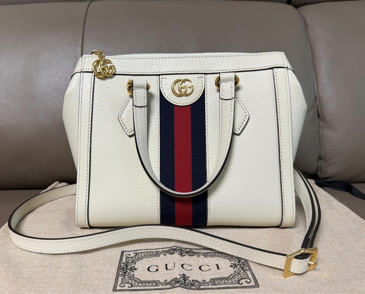 구찌 GG 오피디아 탑핸들 토트 숄더백 스몰 아이보리