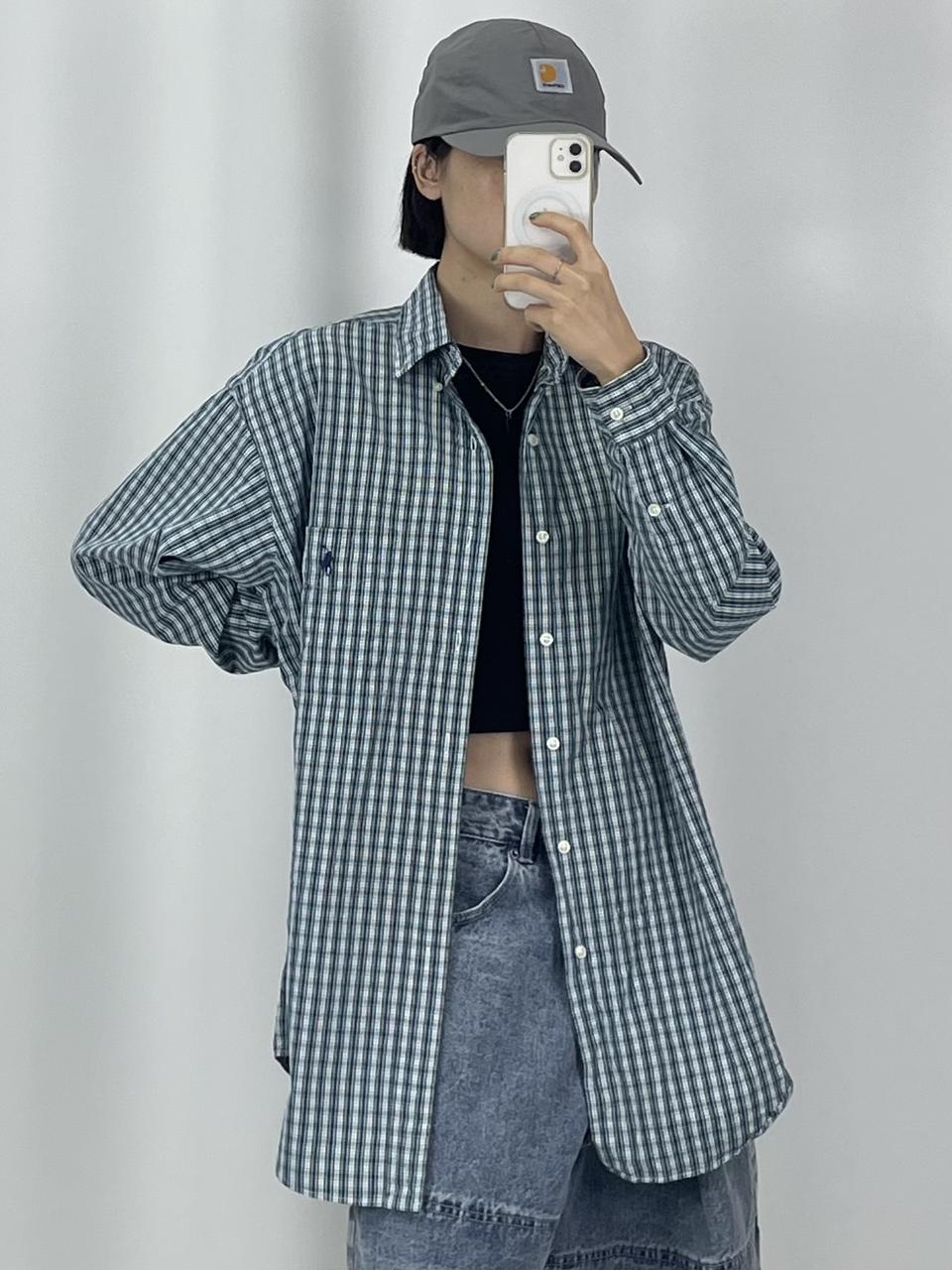 [2XL]POLO폴로 그린블루 체크 셔츠 CK9579