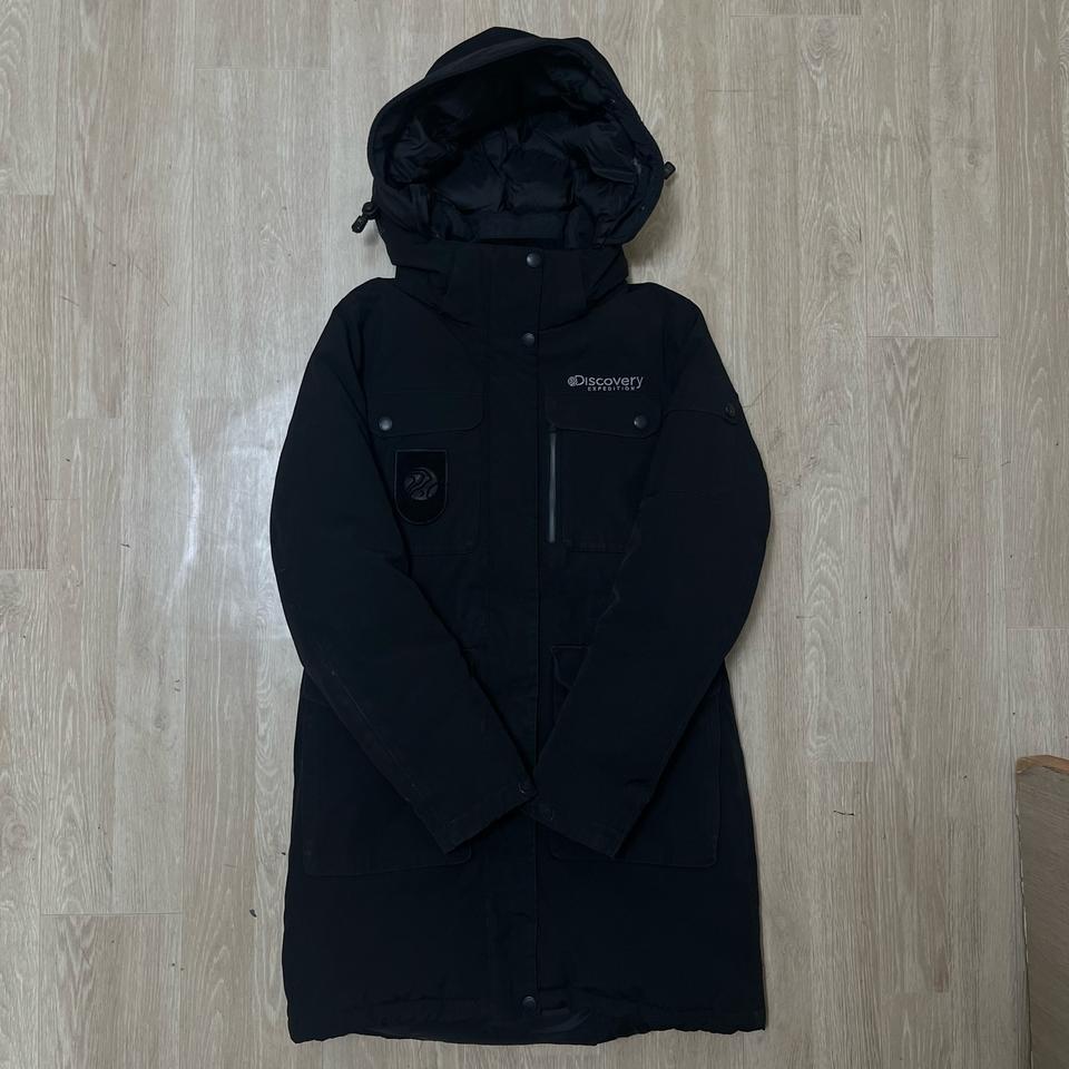 디스커버리 구스다운 오리지널 로고 롱패딩 90