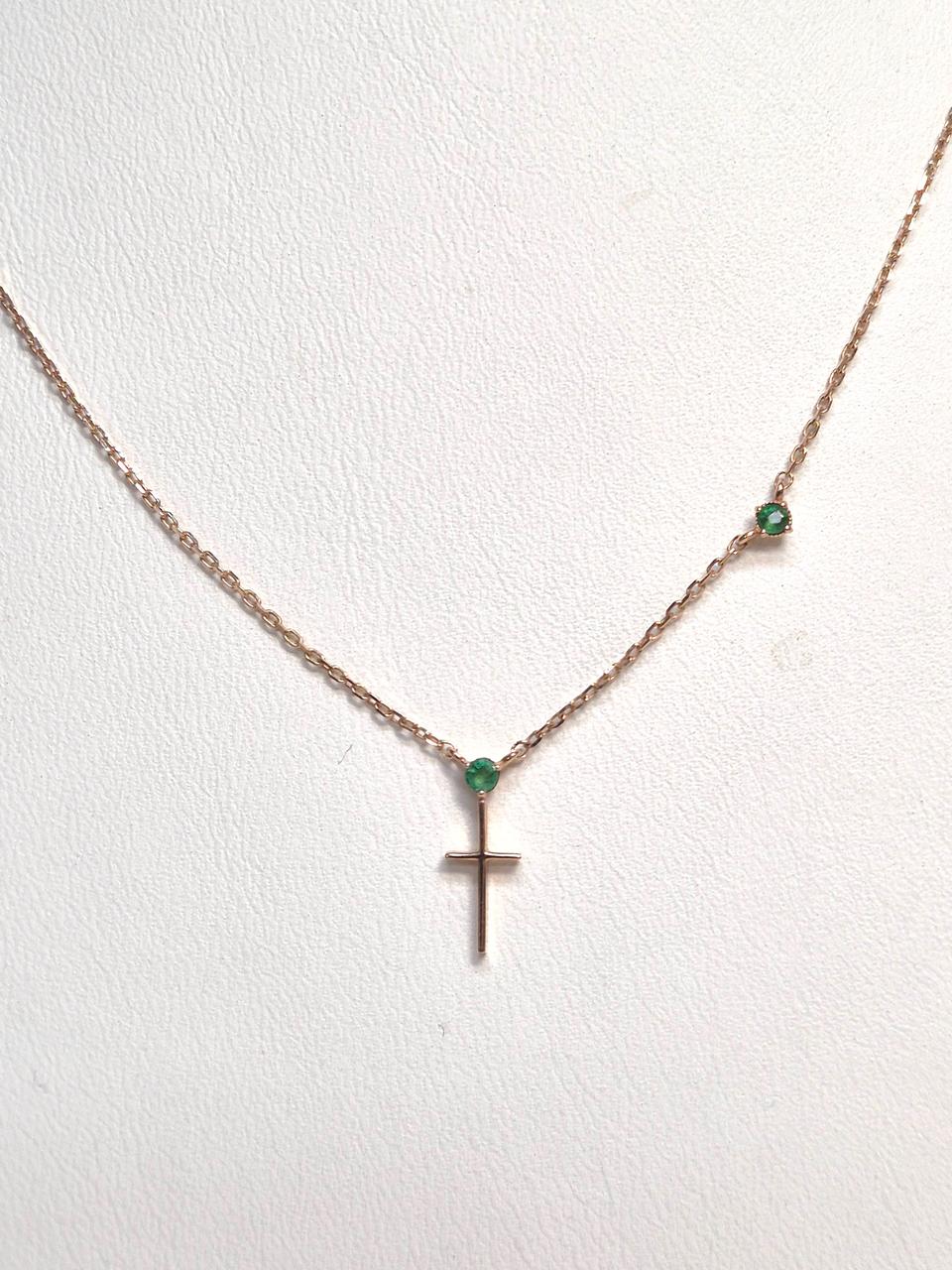 {쥬쥬금빵} 십자가 에메랄드 14k 골드 금 목걸이