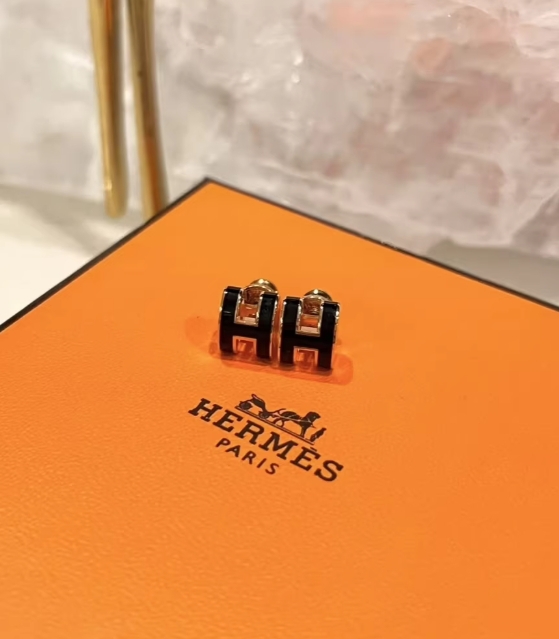 에르메스 미니 팝아슈 귀걸이 블랑 로즈골드