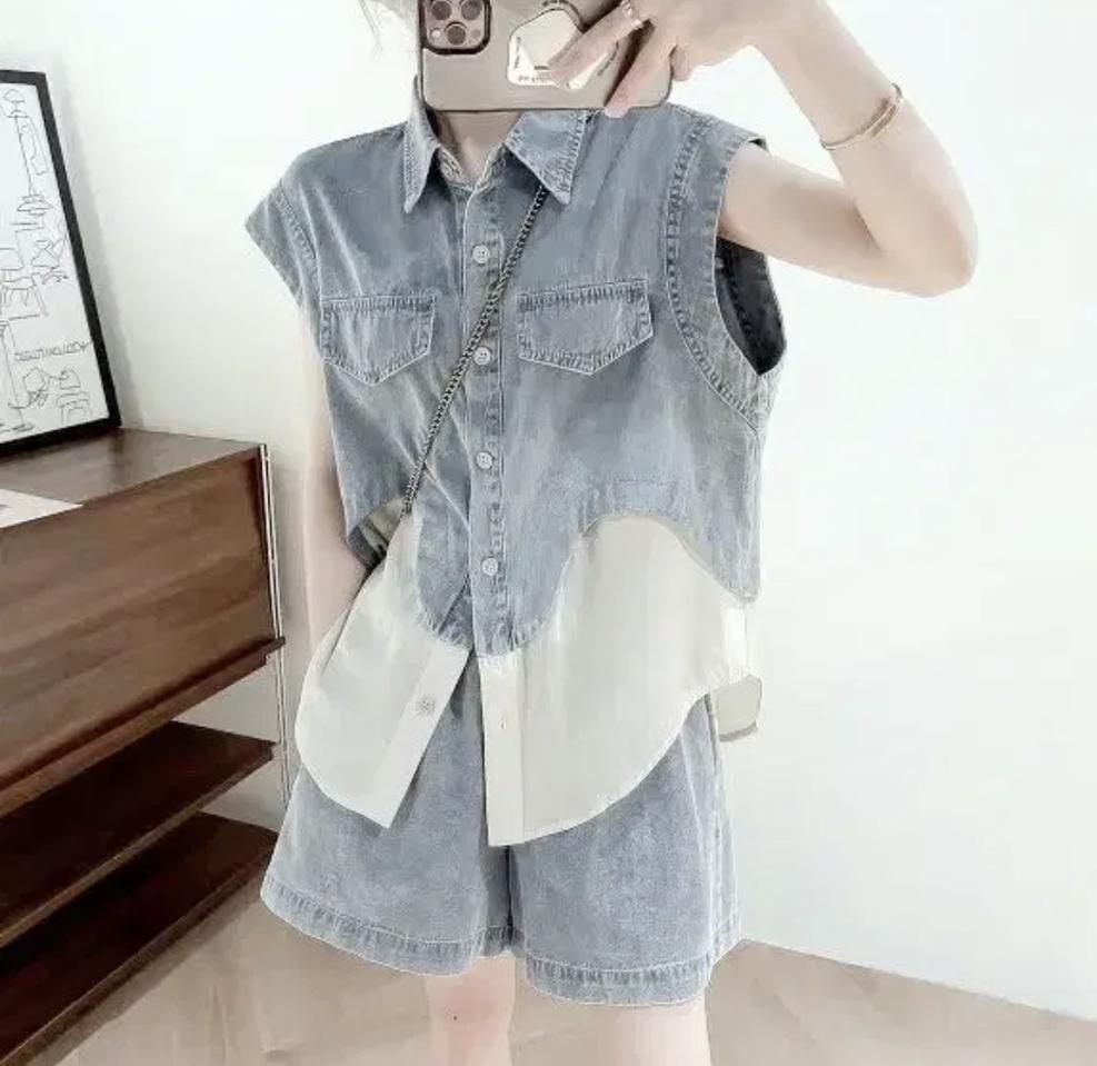 주니데님 투피스