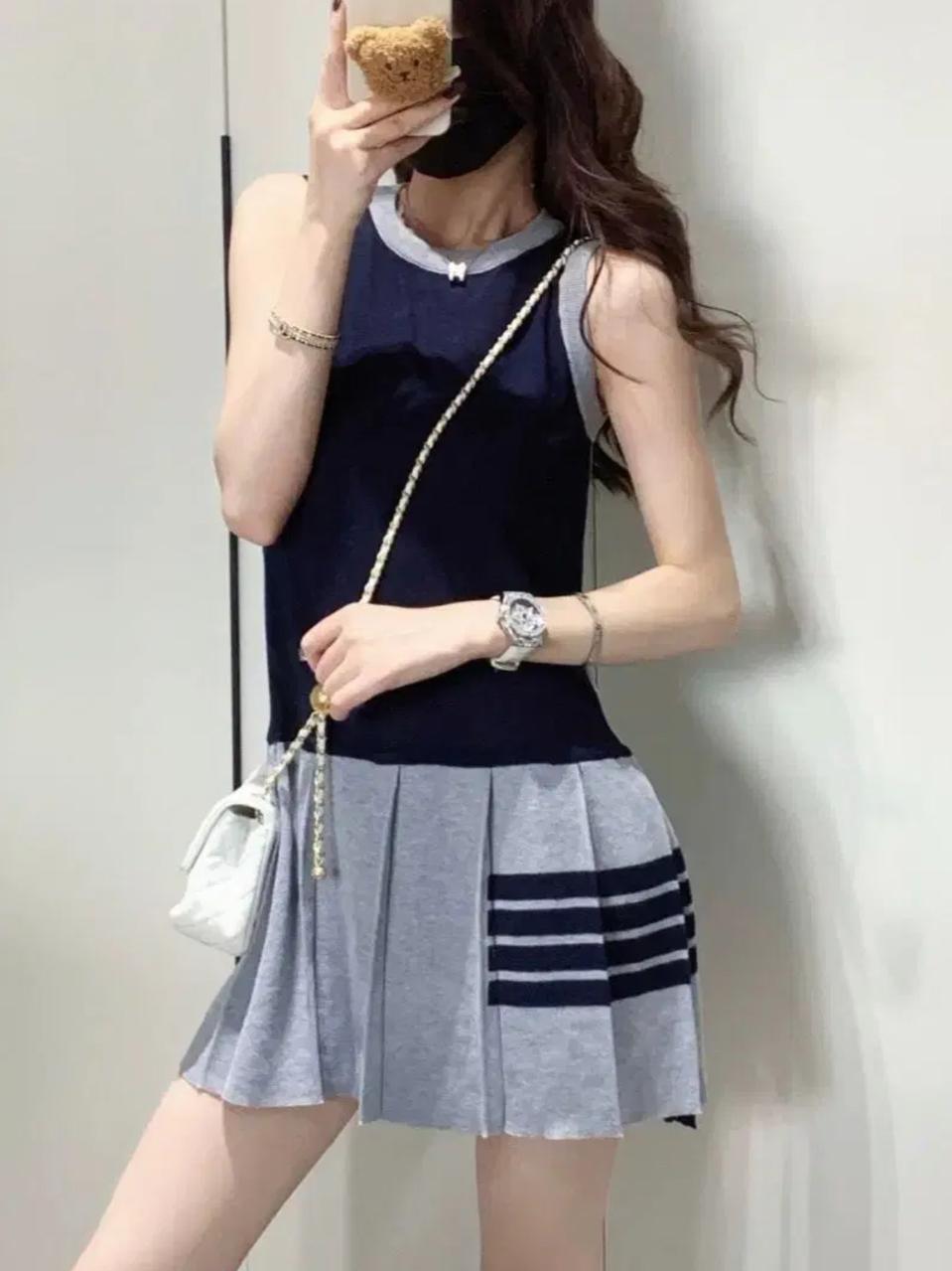 플리츠 민소매원피스