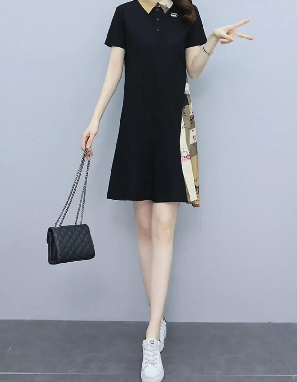 헤즐 주름 배색 원피스