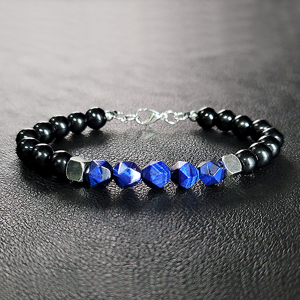 다르나스 블루 타이거 아이 8mm 18.5cm+1cm 남자 원석 팔찌