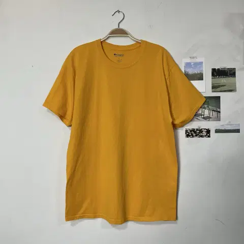 챔피온 옐로우 반팔 티셔츠 L