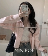 미니포에 복숭아 타르트 셔츠 핑크 스트라이프 제작