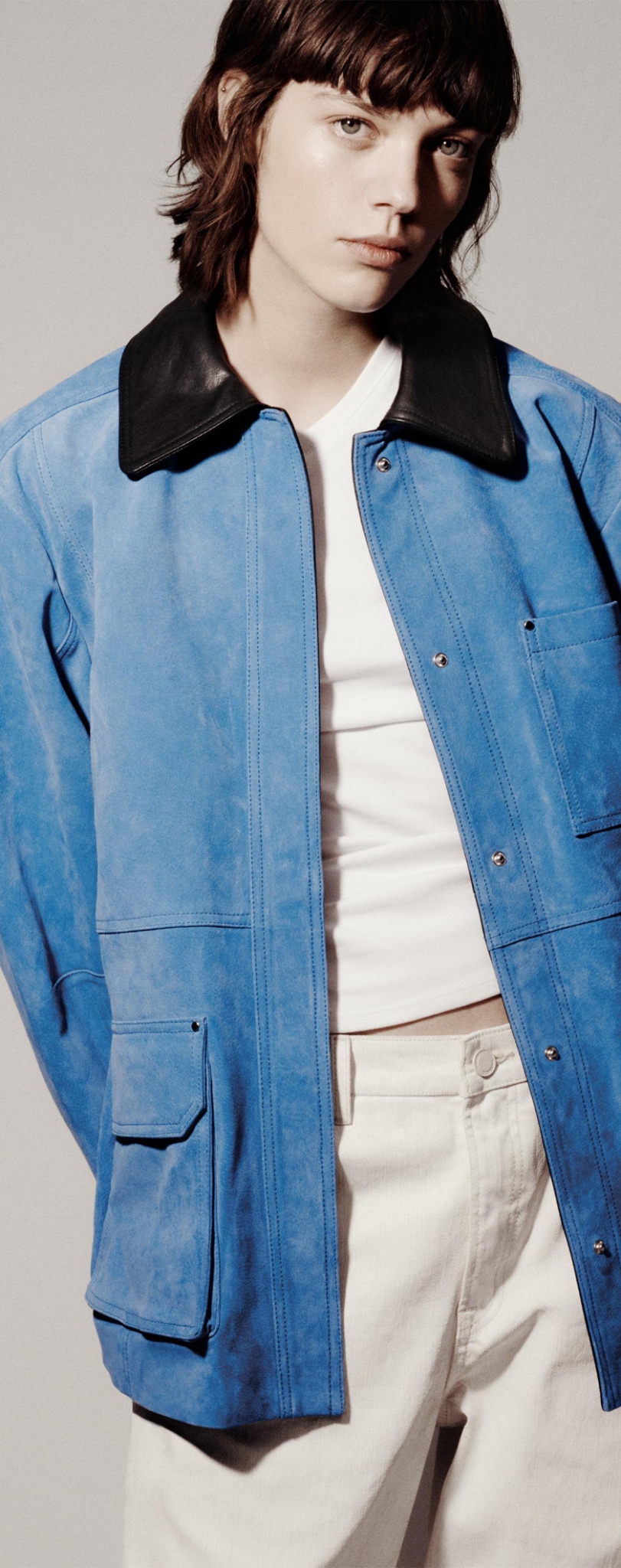 새상품) 자라 오버사이즈 스웨이드100% 콤비재킷