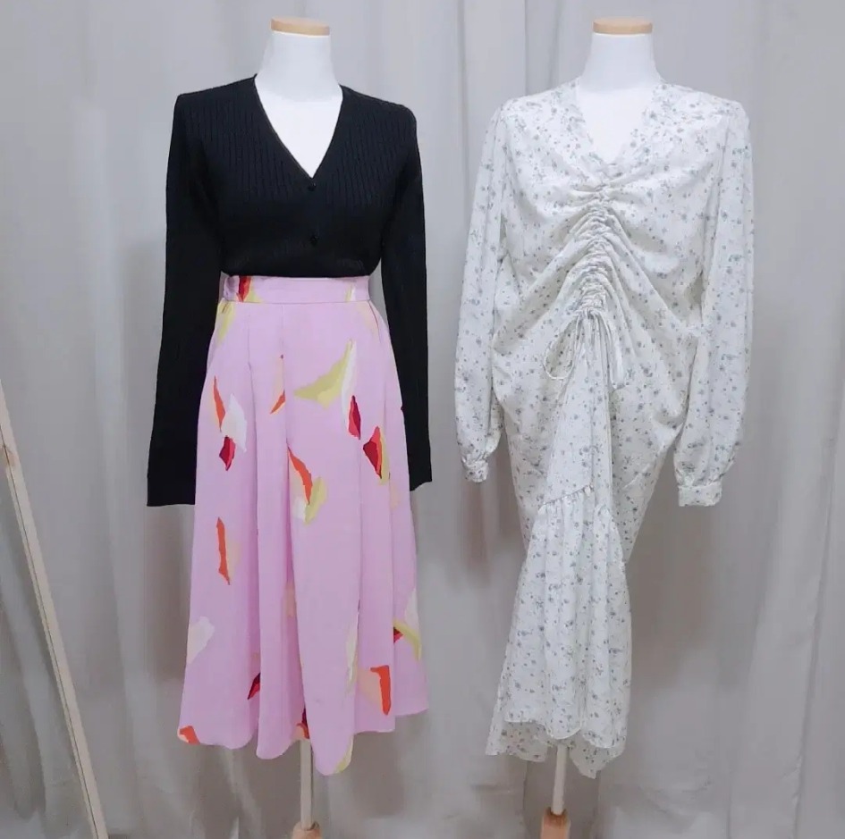 스트링 플라워 패턴 원피스