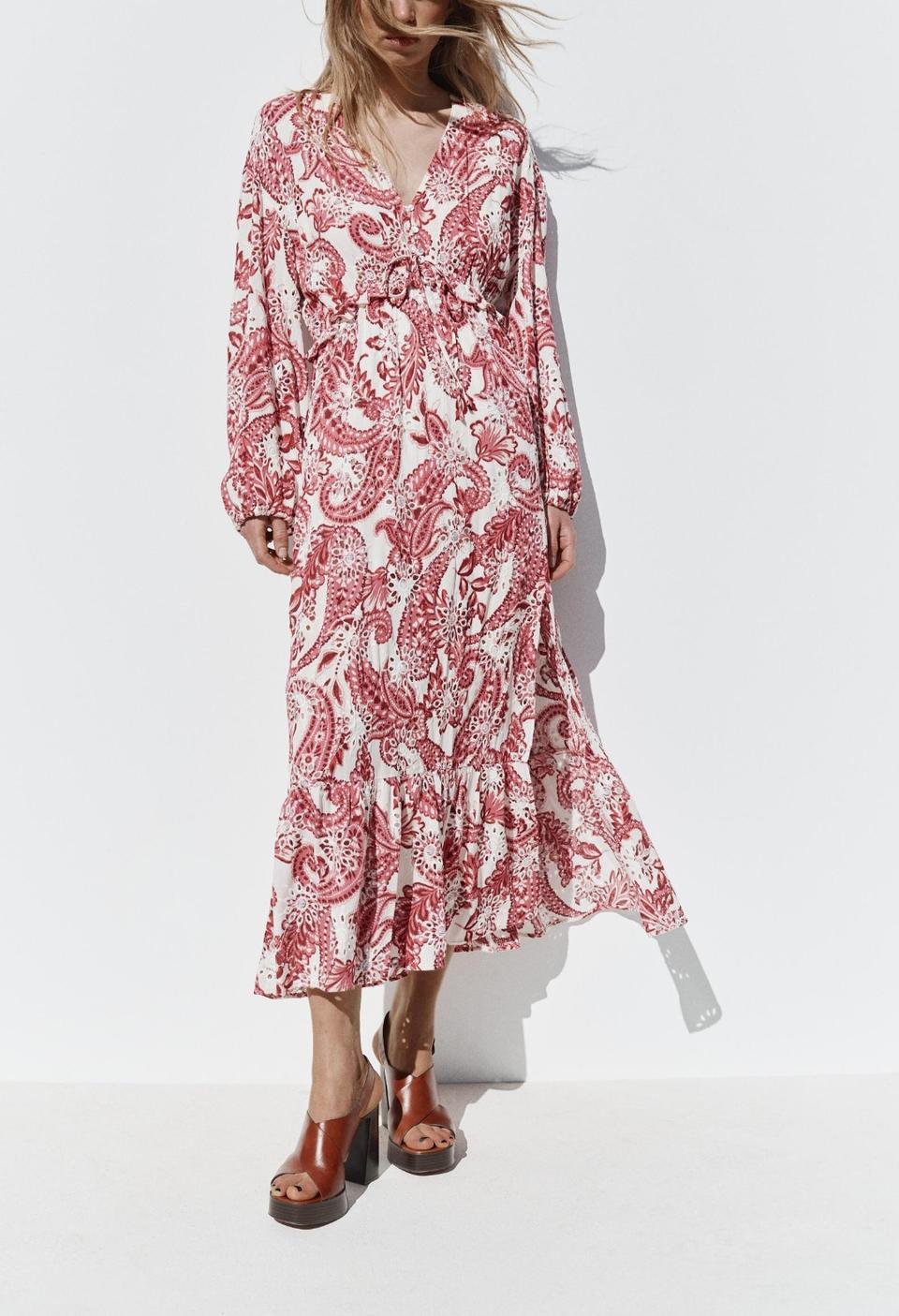 자라 펀칭 자수 롱원피스 새상품 (정가99000)