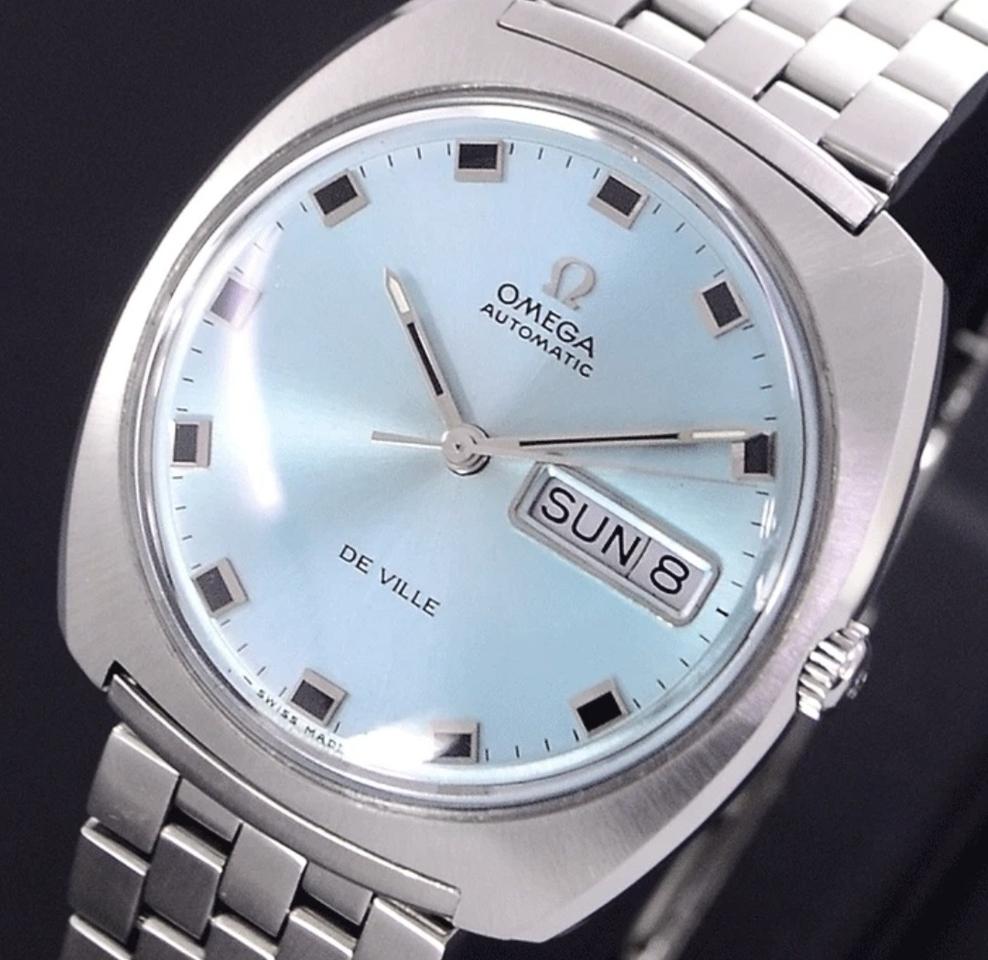 오메가 드빌 데이데이트 오토메틱 스카이블루(남여공용)