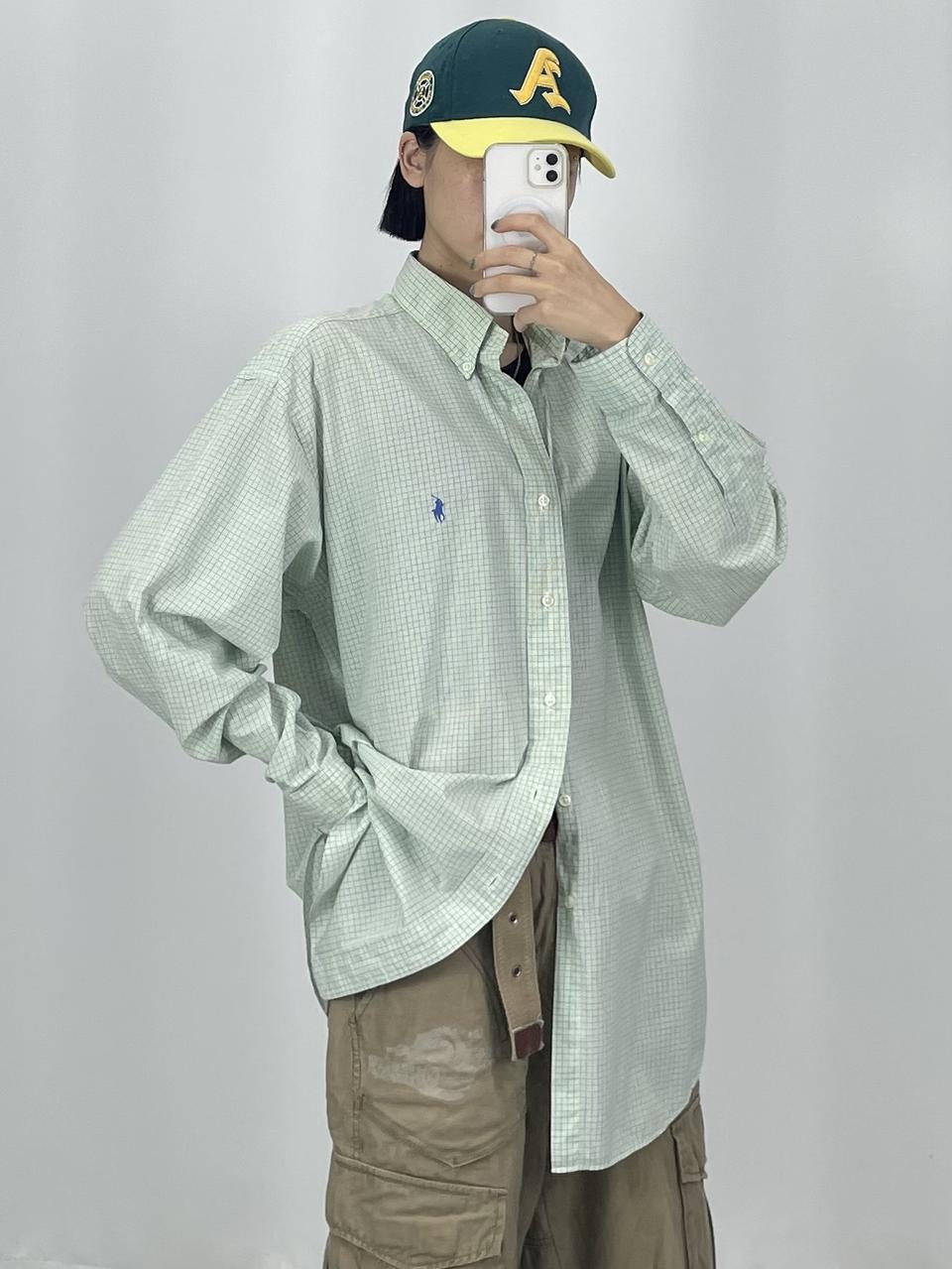 [2XL]POLO폴로 블루포니 그린 체크 셔츠 CK9581