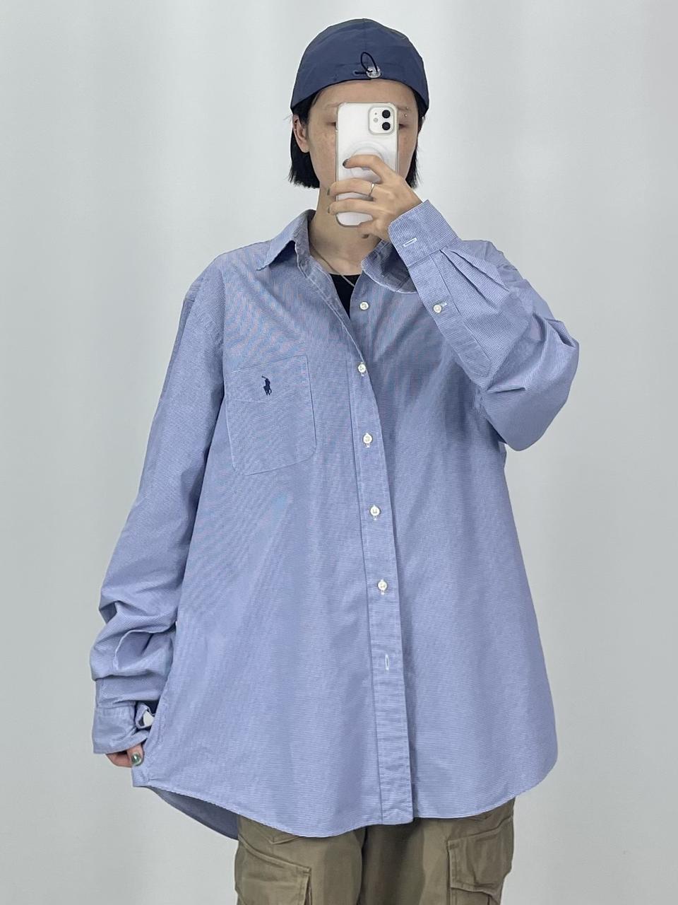 [2XL]POLO폴로 블루포니 블루 잔체크 셔츠 CK9582