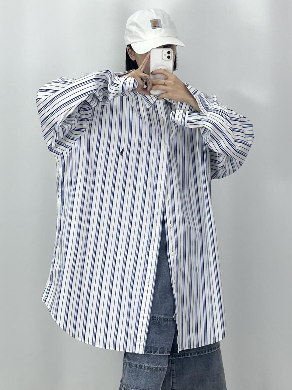 [4XL]POLO폴로 블루포니 블루네이비 스트라이프 셔츠 CK9585