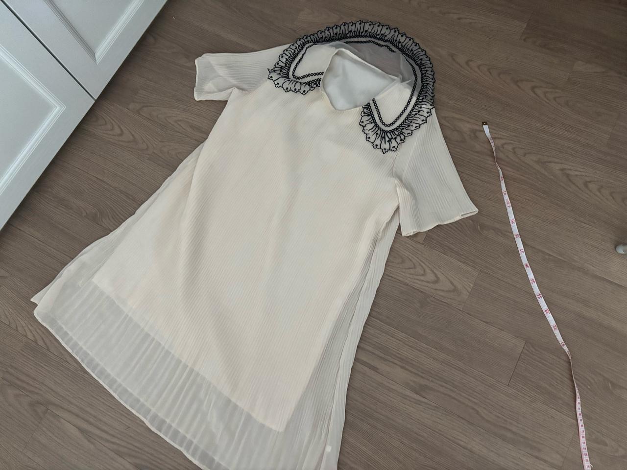 상태최상 풀리츠 주름 플랫카라 세일러카라 미디 원피스 프리사이즈