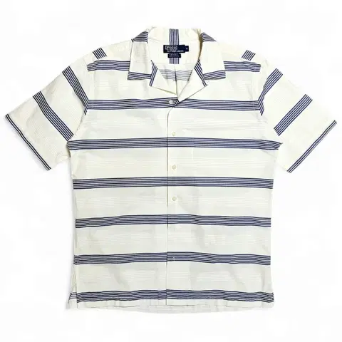 [M/105][폴로 랄프로렌]90's 칼드웰 보더패턴 오픈 카라 코튼셔츠