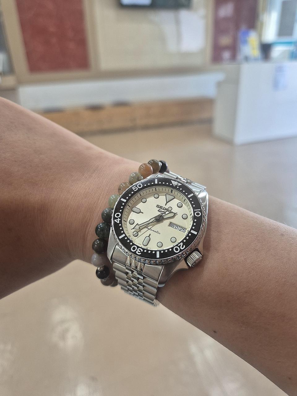 세이코5 화이트 다이버 38mm 세라믹베젤 + 엉클세이코