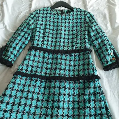 해외수입의류 하운드체크 유니크 트위드 원피스