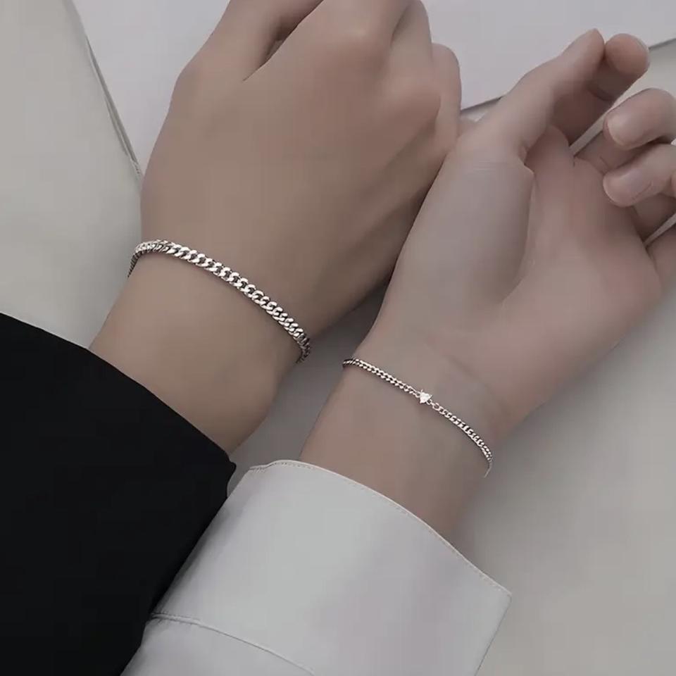 (새상품) 스테인리스 큐빅팔찌 1+1 세트 커플팔찌