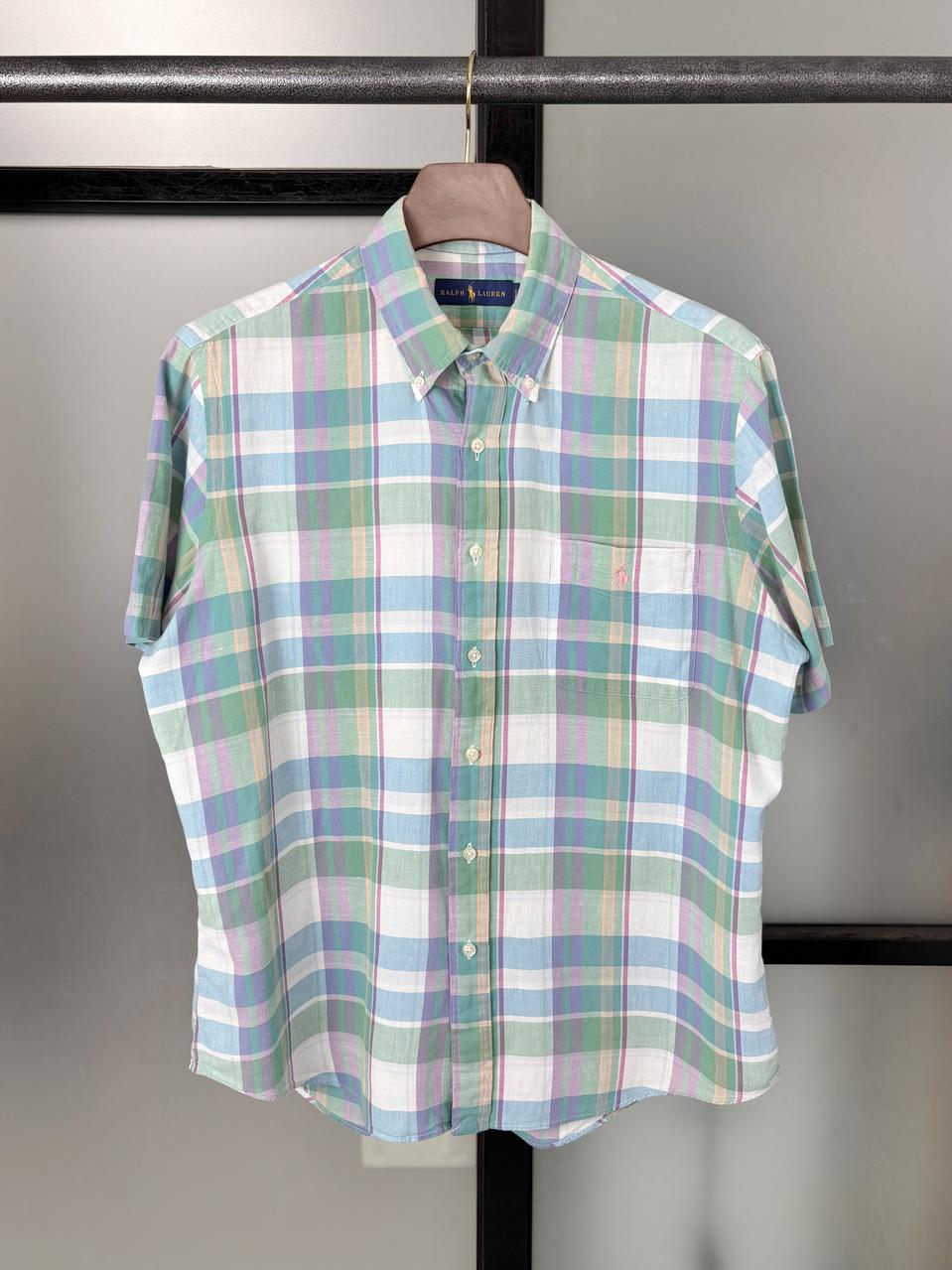 [XL]POLO폴로 민트블루 체크 반팔 셔츠 CK9593