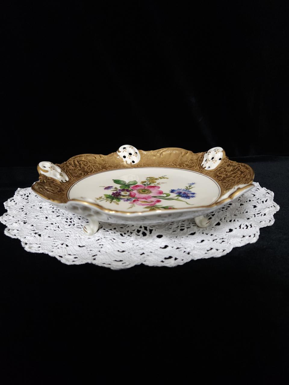 독일 로젠탈 핸드페인트 투각 스탠드접시/삼발접시