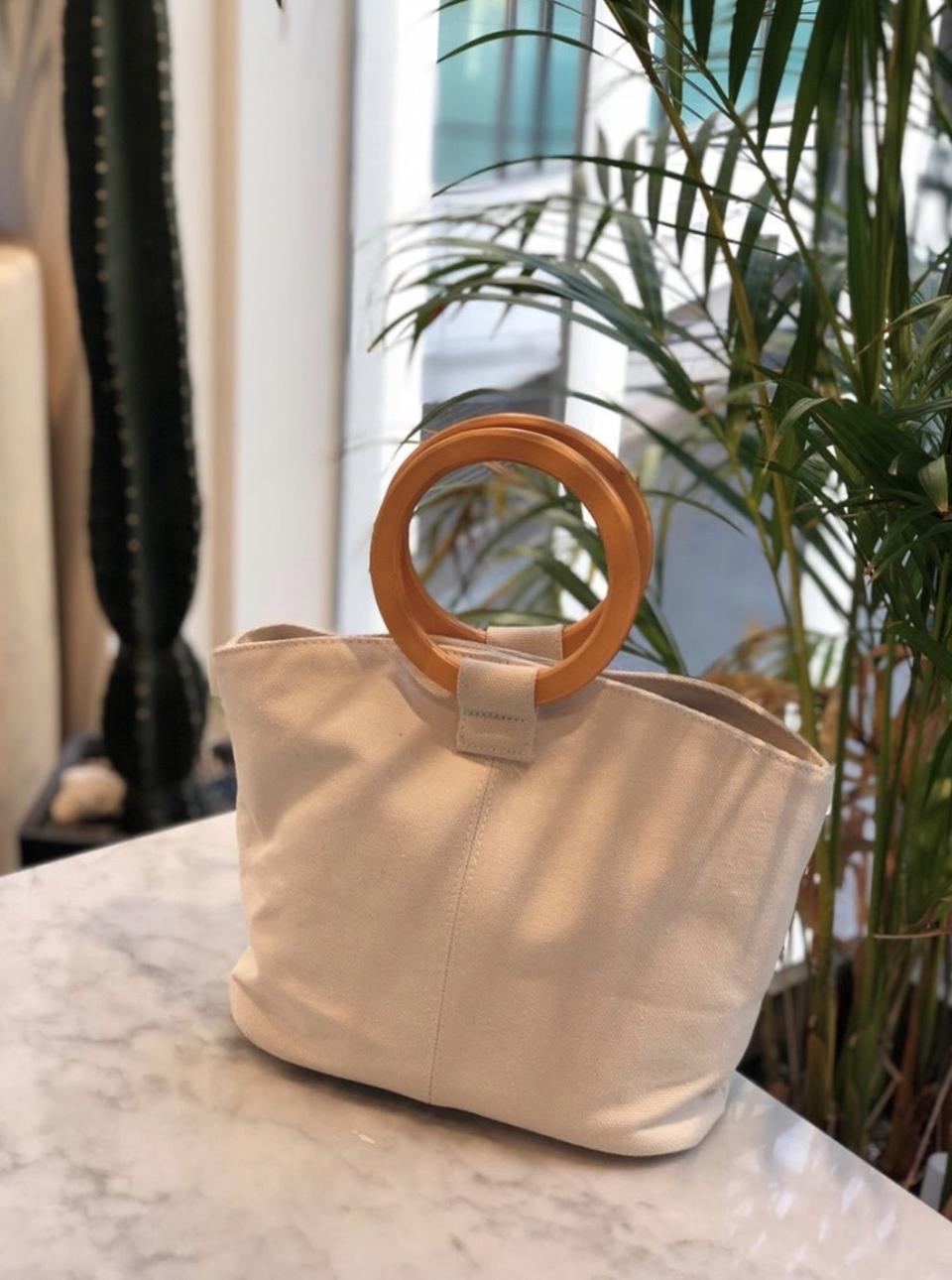 캔버스 우드링 토트백
