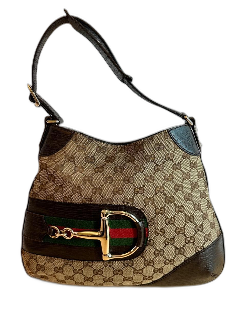 구찌 캔버스 홀스빗 웹 숄더백