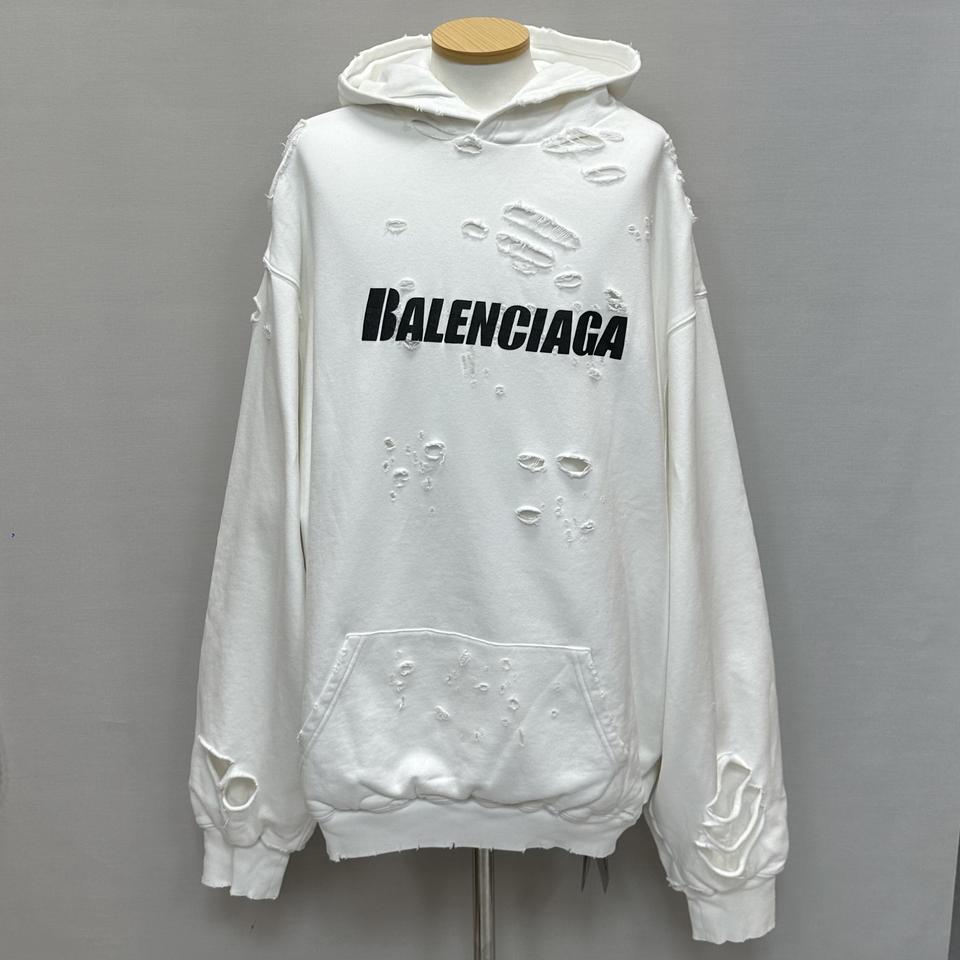 발렌시아가 디스트로이드 로고 프린팅 후드티 ( 120 )