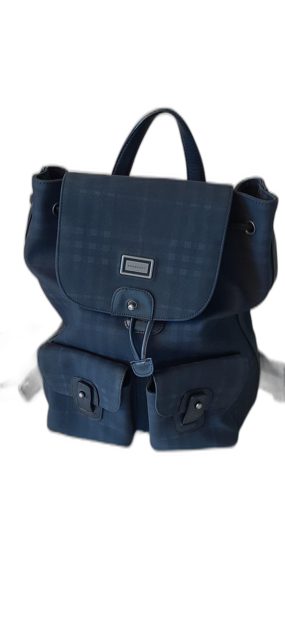 [정품] 버버리 체크 네이비 백팩 + 더스트백 포함
