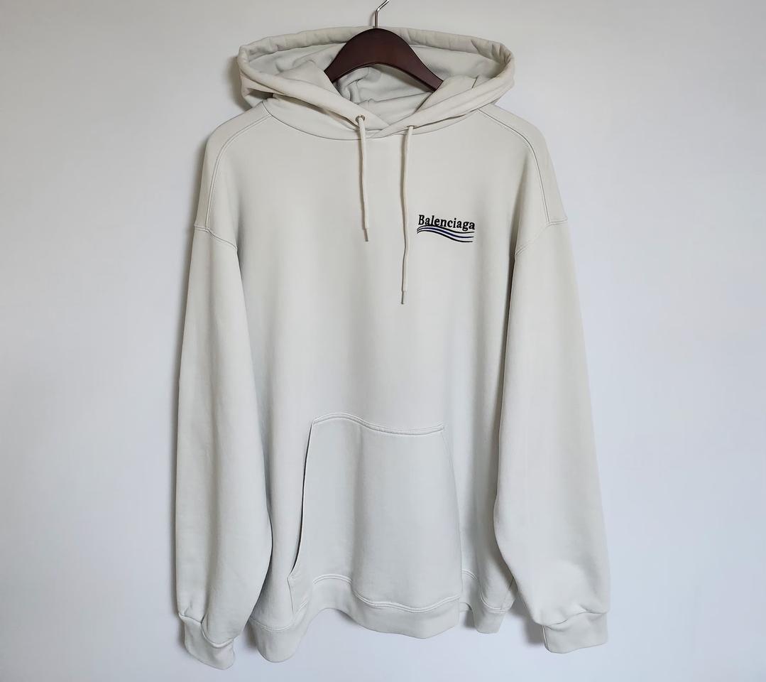 M 발렌시아가 화이트 웨이브로고 자수 오버핏 후드티 600583