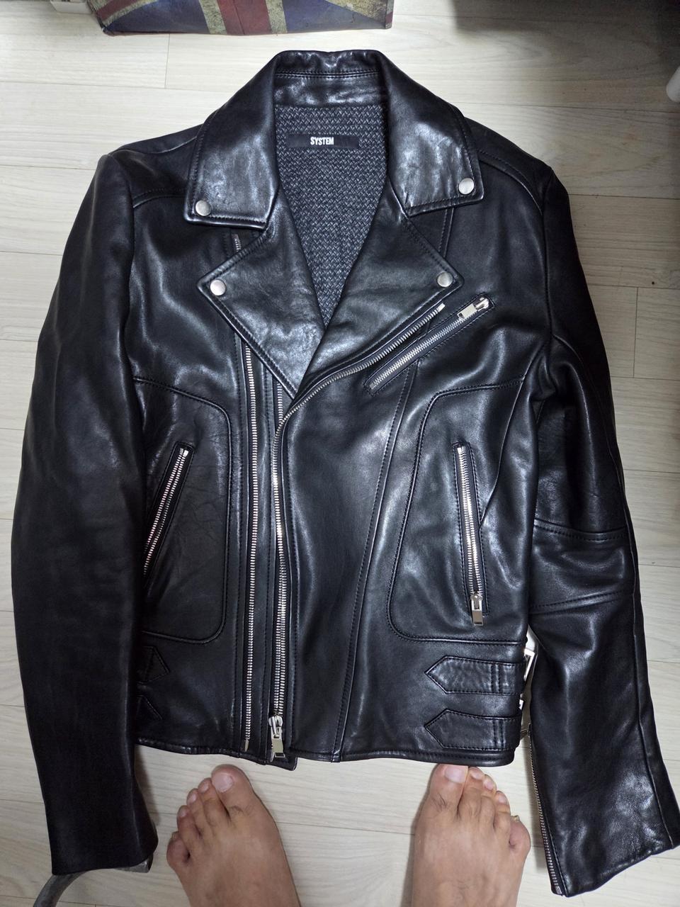 시스템옴므 정품 양가죽 라이더 블랙 자켓 슬림100사이즈