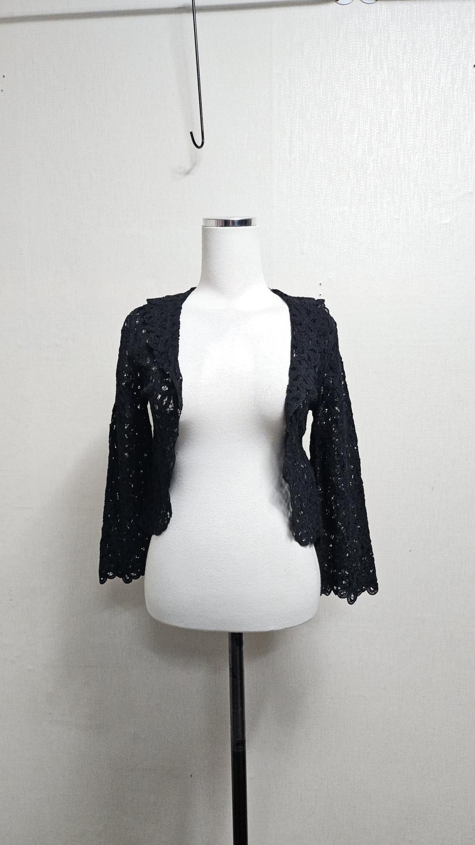 일본수입 IENA  목면 검정면레이스 크로세 볼레로가디건 55사이즈
