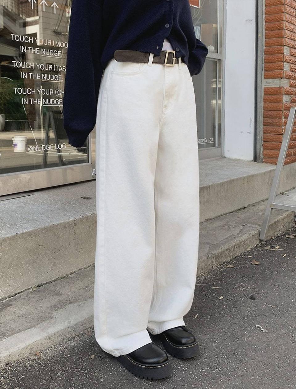 고고싱 메이드 코튼 와이드 화이트 팬츠 160/xs