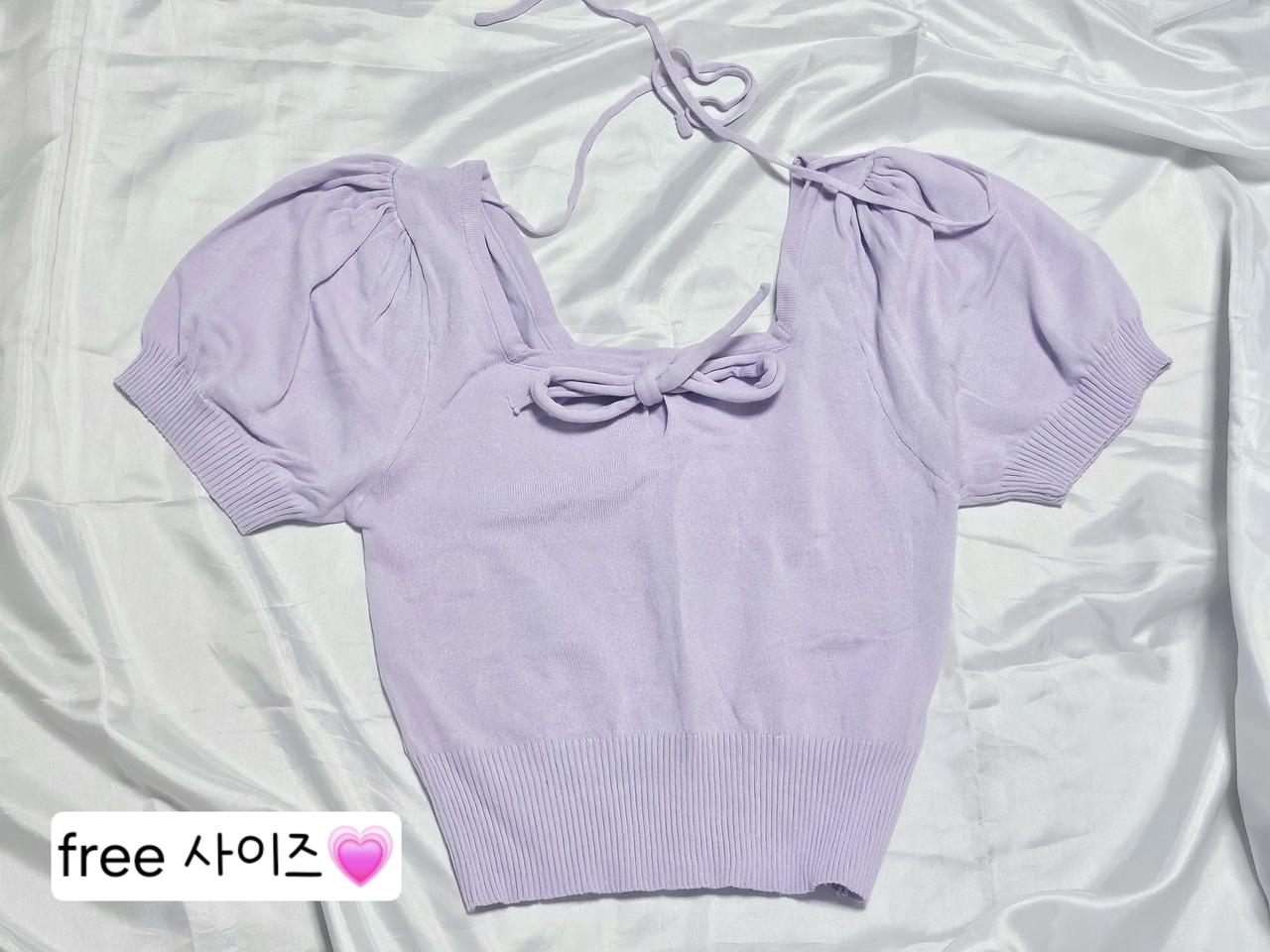 [새상품] 리본 퍼프 반팔