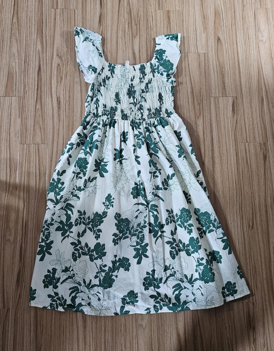 꽃나염 스모킹 원피스