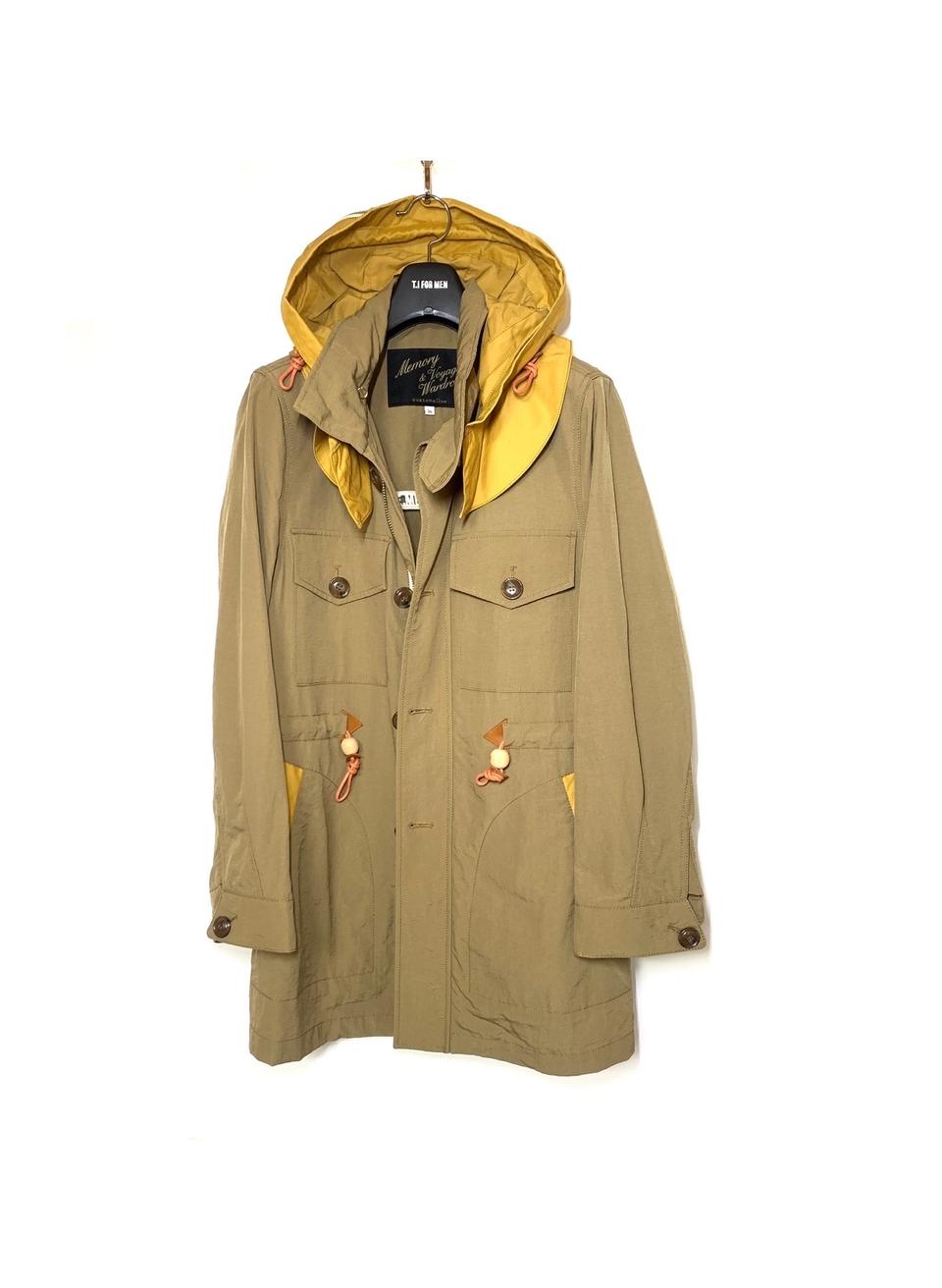 커스텀멜로우 나일론 옐로우 포인트 후드 코트 95사이즈 사파리 야상 헌팅