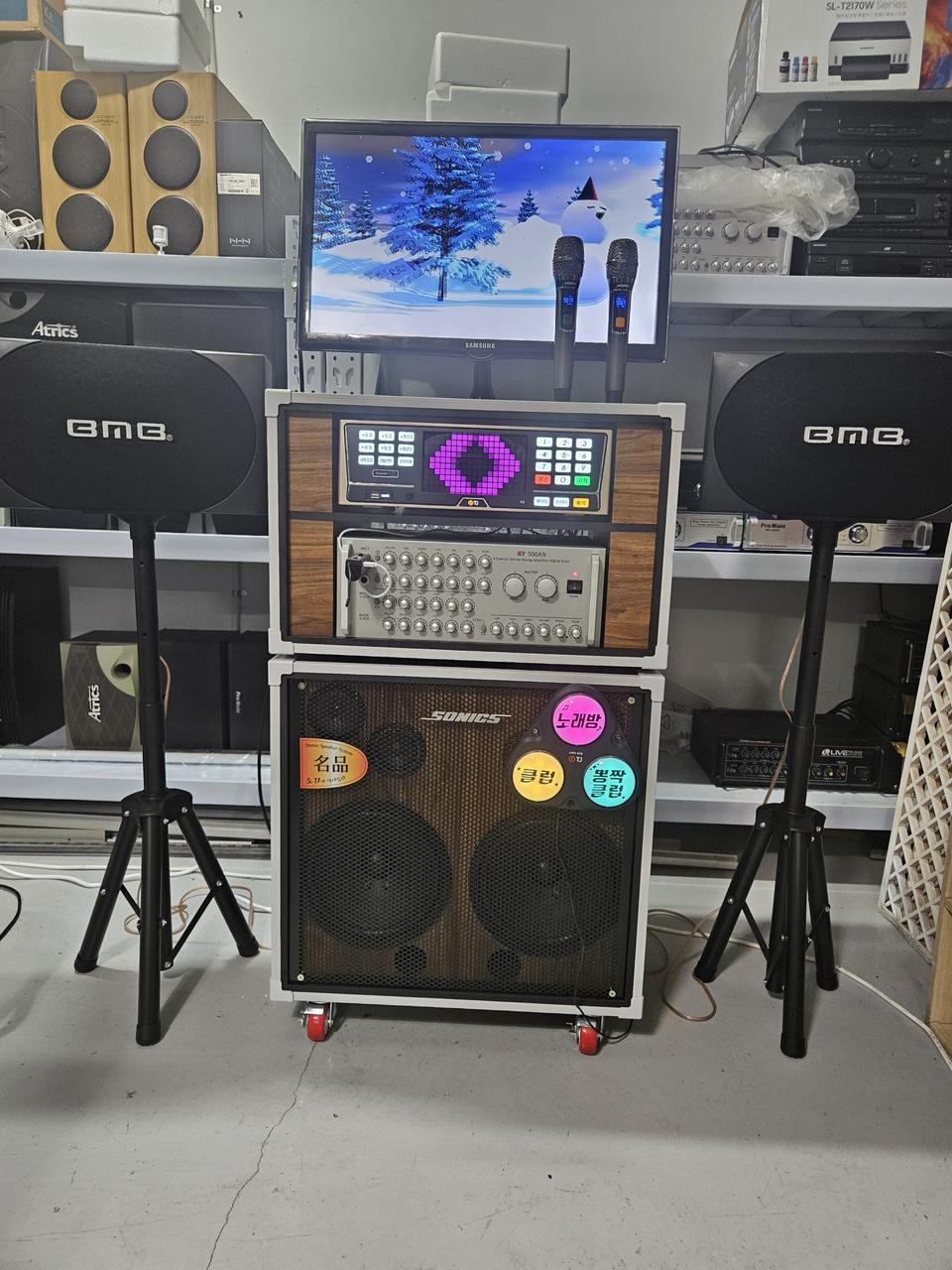 최고급신품 이동식4채널 노래방기계